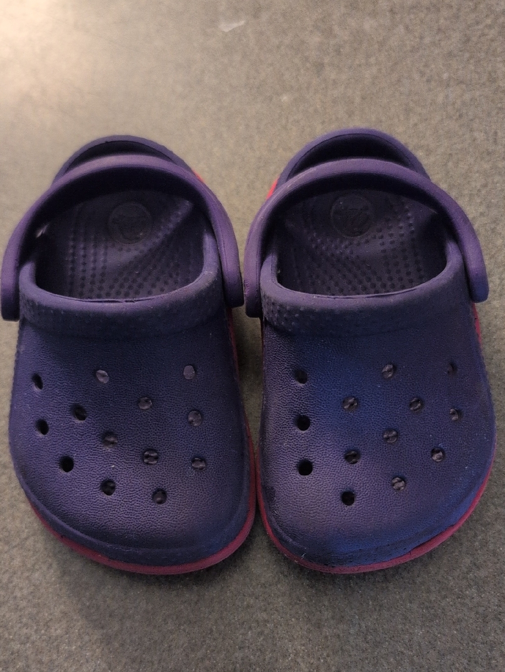 CROCS Purple Kids Clogs with Pink Soles